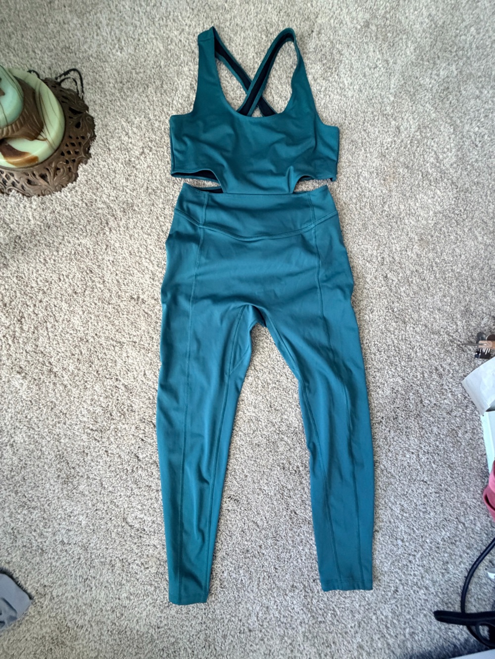 Free People High-Waist Teal Leggings Set